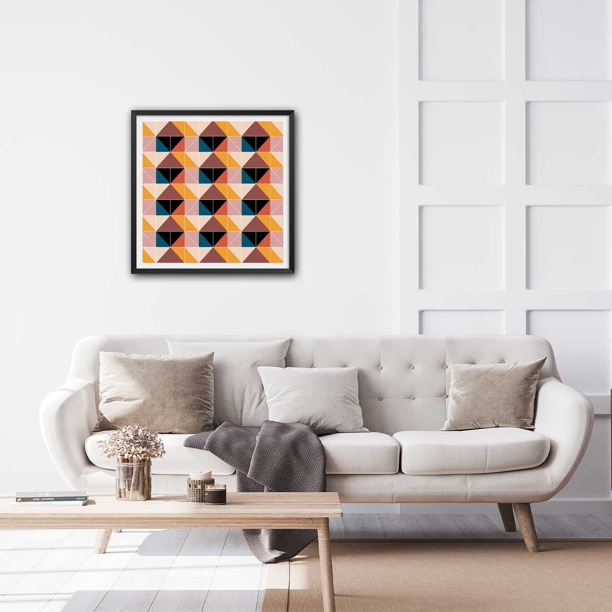 Affiche patchwork scandinave affiche + cadre en bois - noir, HEXOA