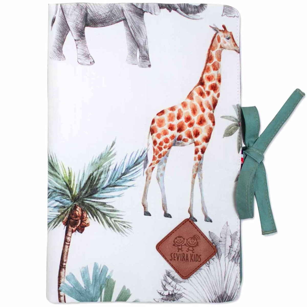 Protège carnet de santé SAFARI safari, vert, gris, blanc, SEVIRA KIDS