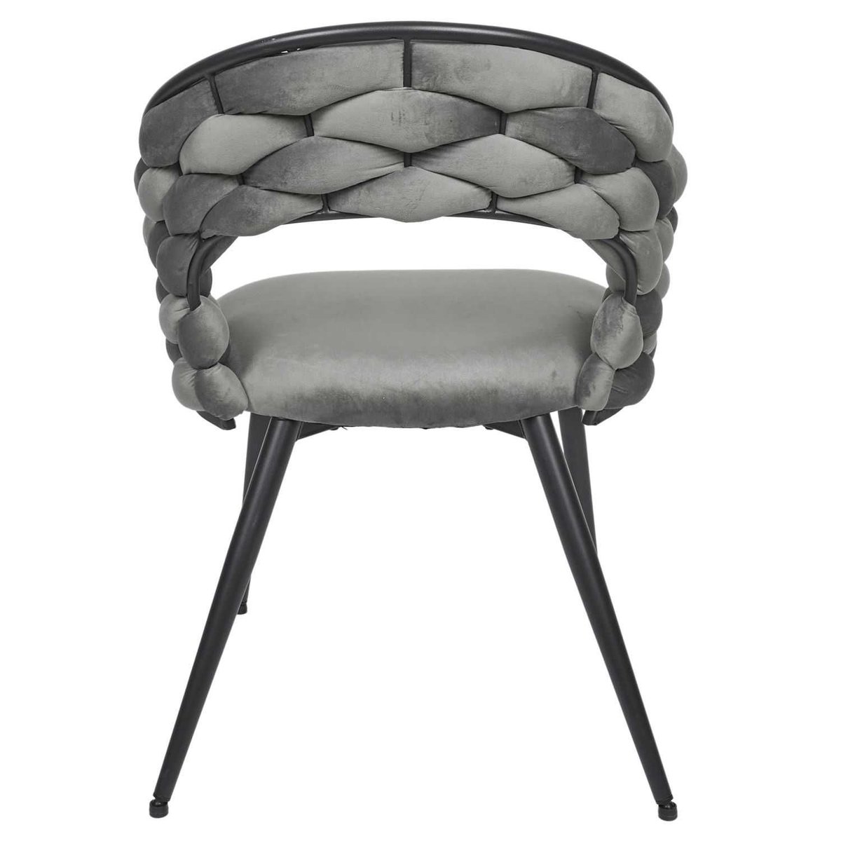 Lot de 2 chaises design avec assise tressée LUND gris, TOILINUX