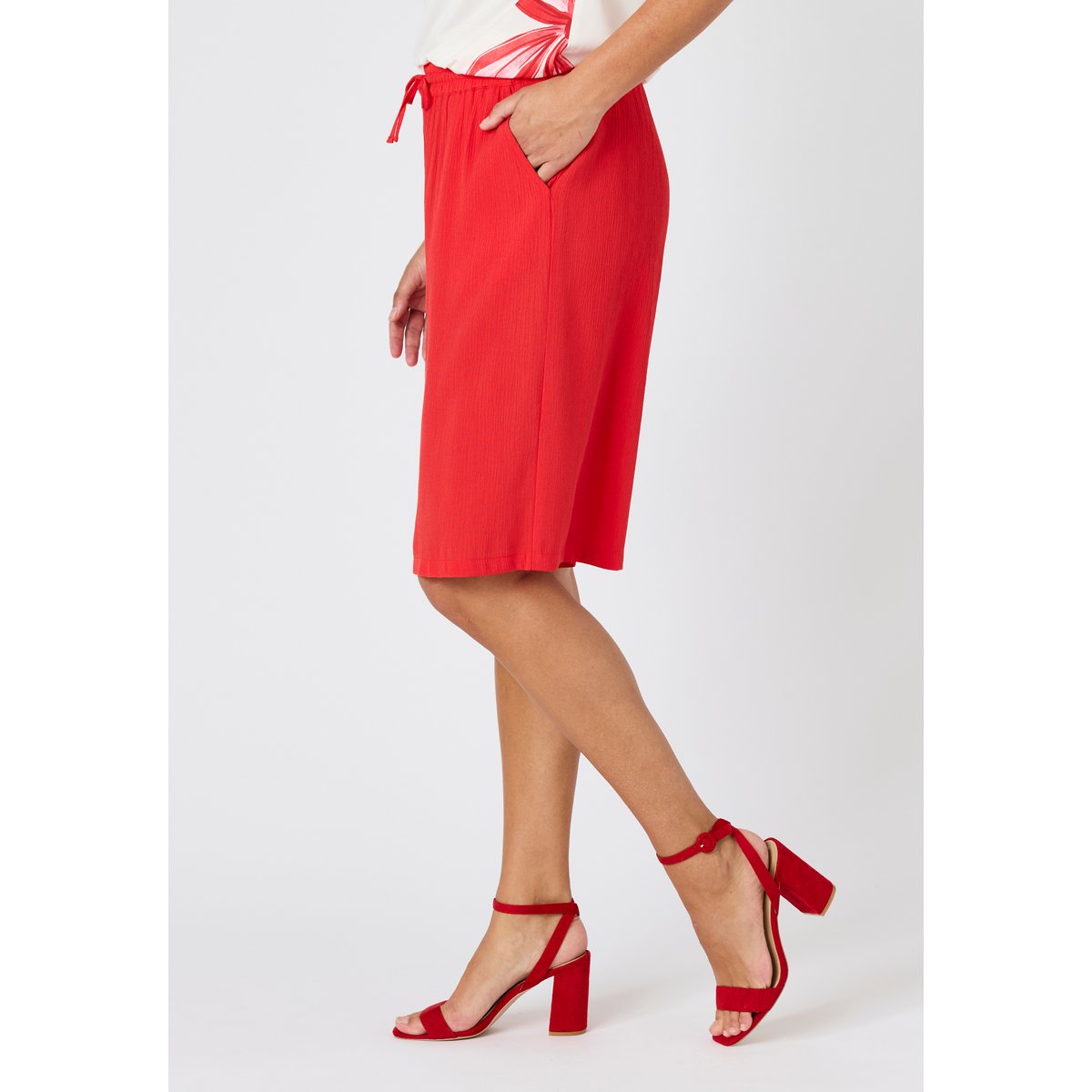 Bermuda crépon enfilable rouge brique, DAMART