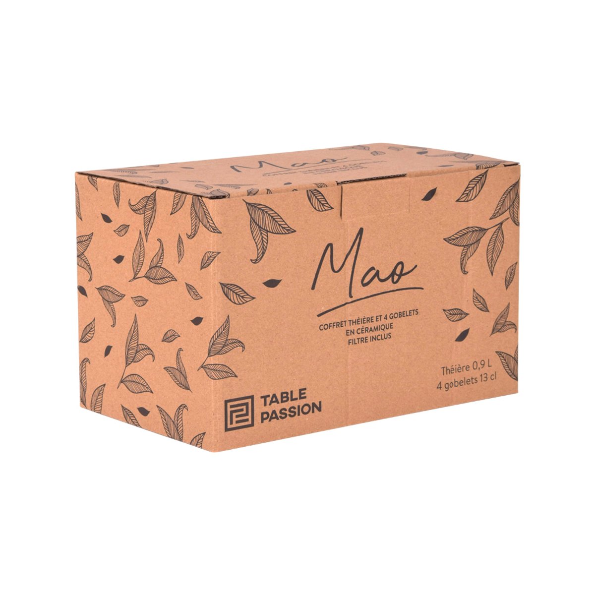 Coffret théière Mao 0,9L et 4 gobelets noir, TABLE PASSION