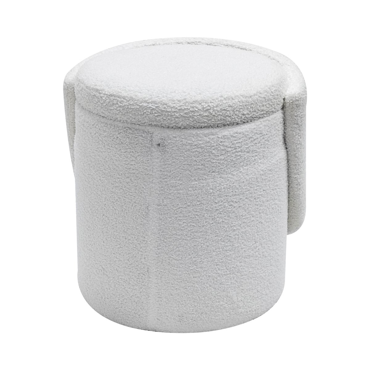 Pouf avec dossier et rangement, bouclette blanc cassé, NORDLYS