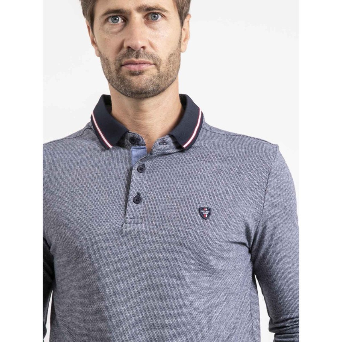 Polo Manches Longues Pur Coton Python bleu marine, RITCHIE
