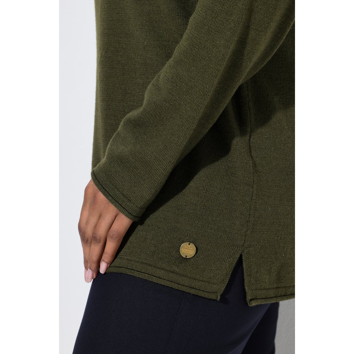 Pull en soie mélangée kaki foncé, ULLA POPKEN