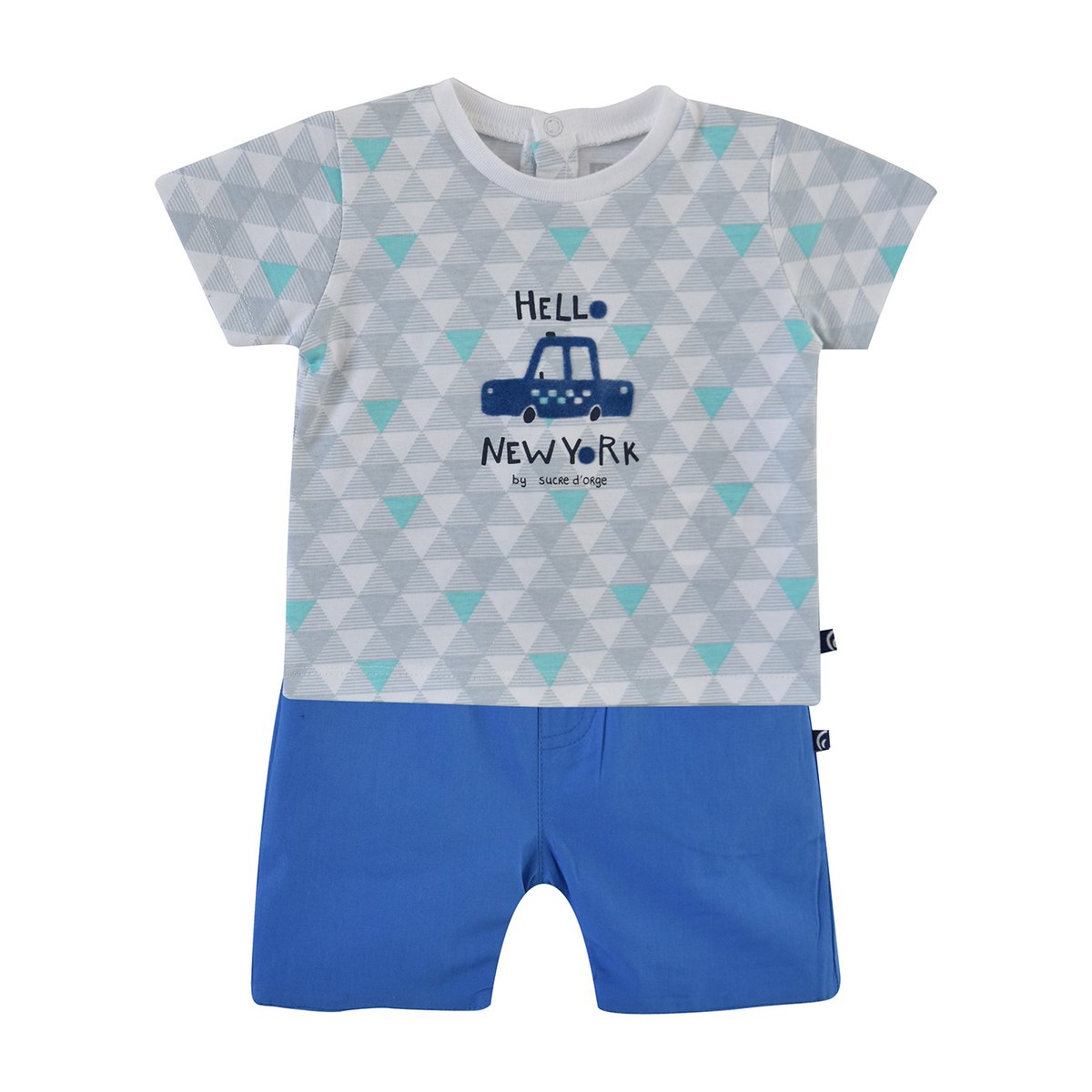 Tee shirt bermuda esteban bebe bleu, SUCRE D'ORGE