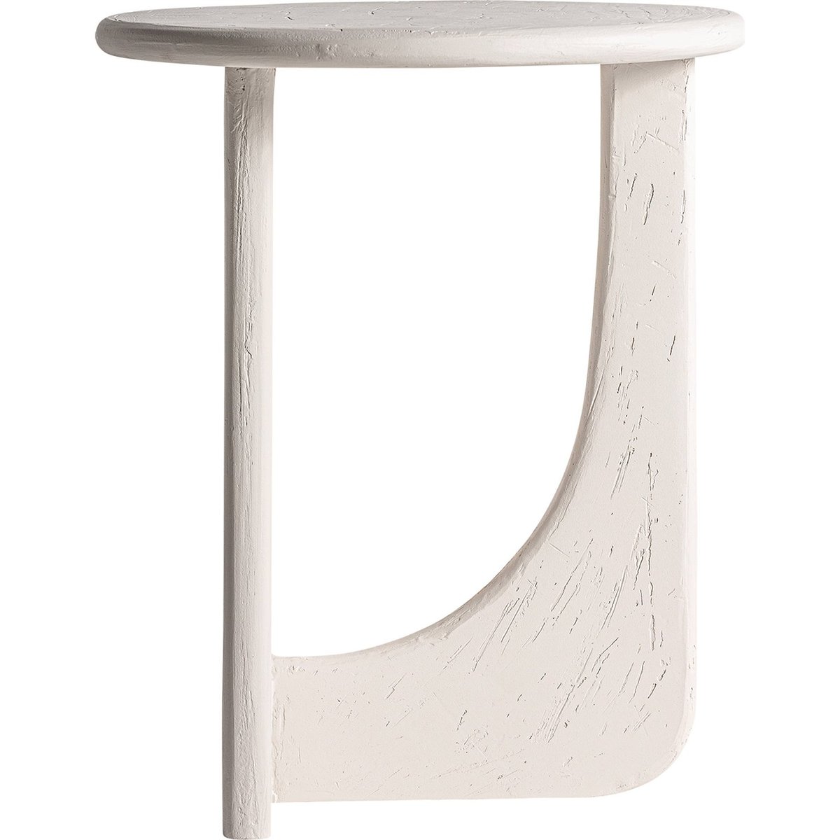 Table d'appoint ronde en bois de manguier blanc effet bois clair, RECOLLECTION