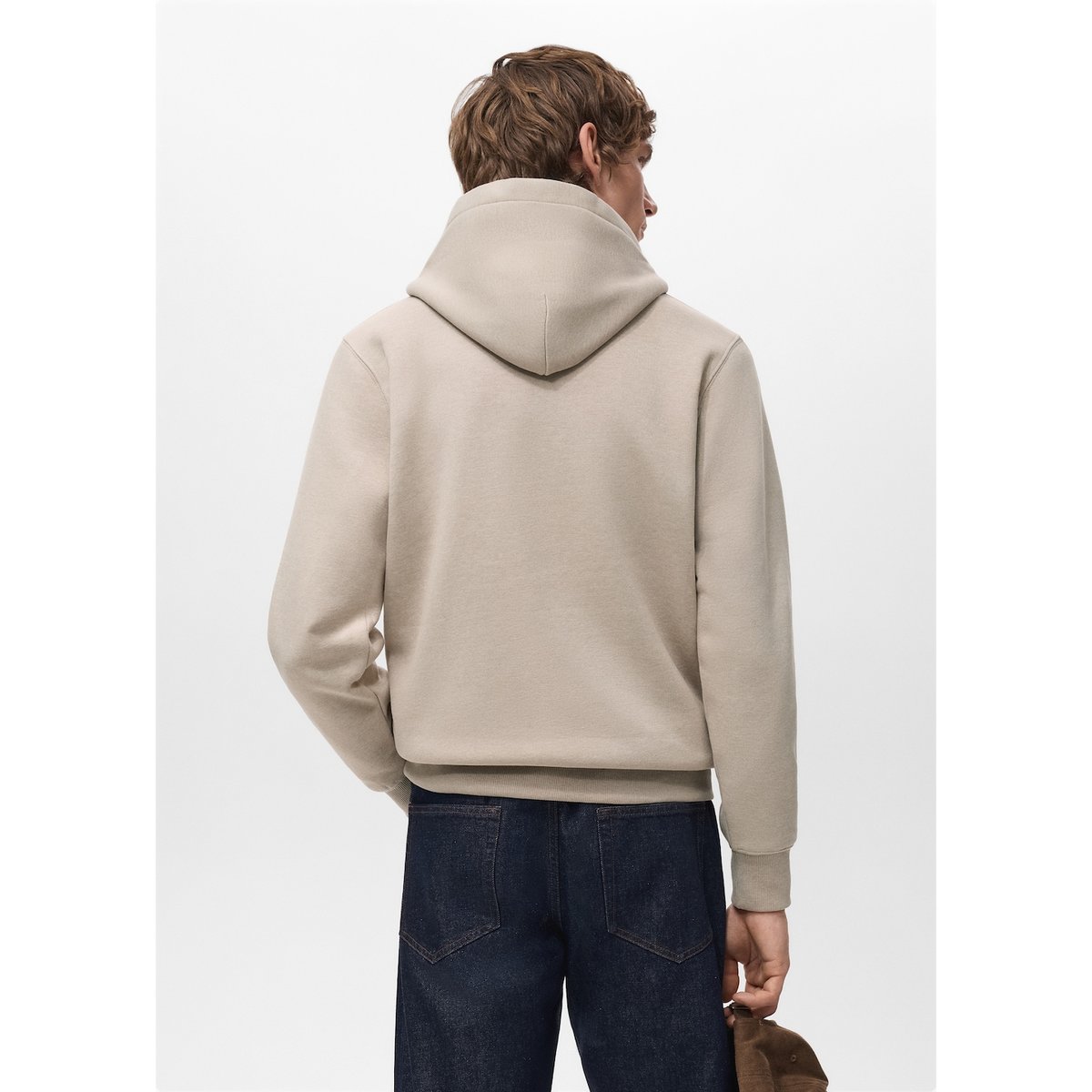 Sweat à capuche intérieur soft-touch sable, MANGO MAN