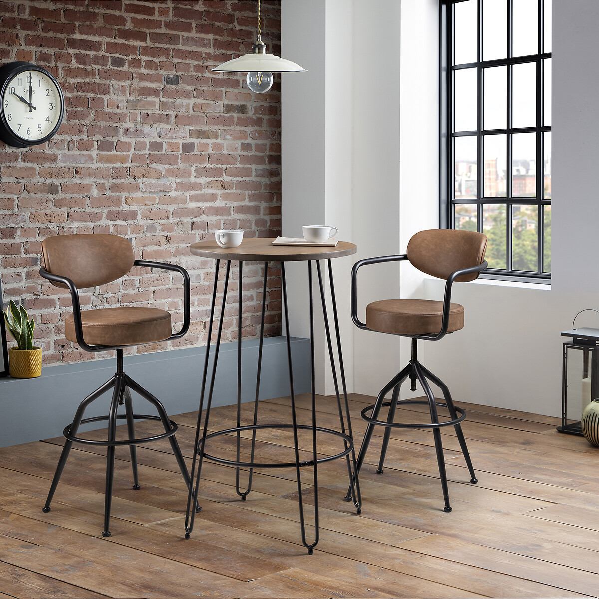 Ambrose Industrial Leather Barstool brown , SO'HOME