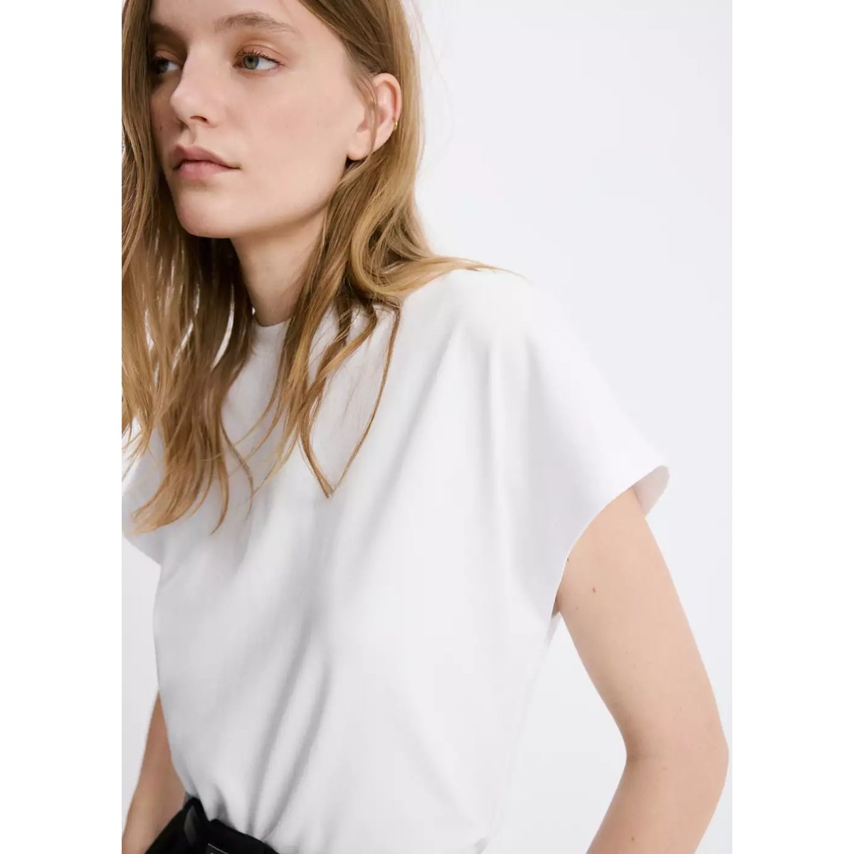 T-shirt coton manches courtes blanc, MANGO