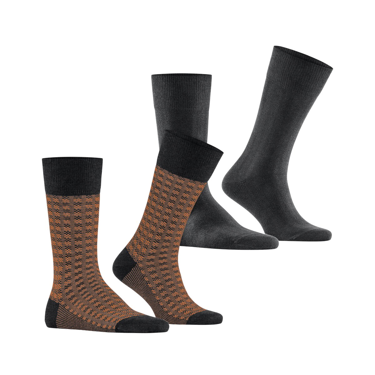 Chaussettes Houndstooth 2-Pack Opaque gris, ESPRIT