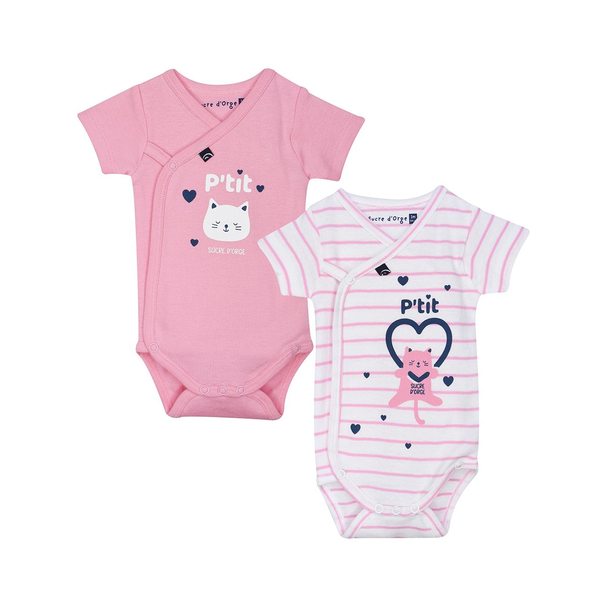 Lot de 2 bodies holly ouverture devant naissance rose, SUCRE D'ORGE
