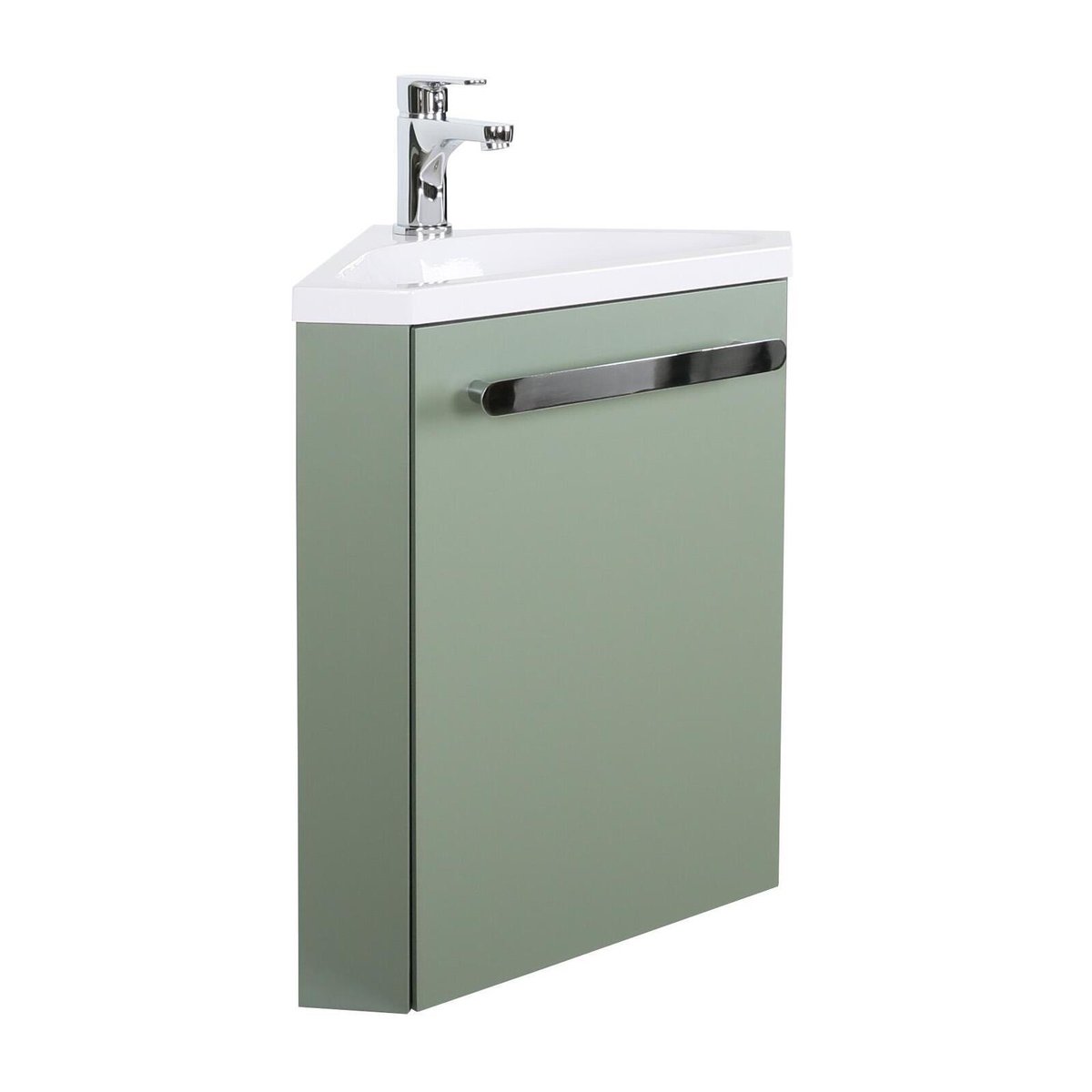 Meuble lave-mains d'angle suspendu SKINO vert satiné, MOB IN
