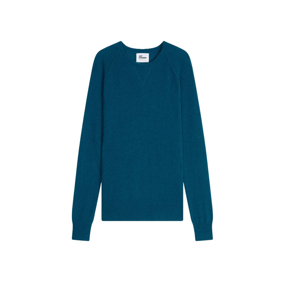 Pull Col Rond Paon Helen bleu vert, JUST CASHMERE