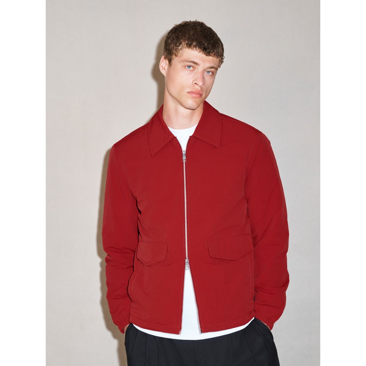 Veste à col et deux poches edit rouge, NEXT