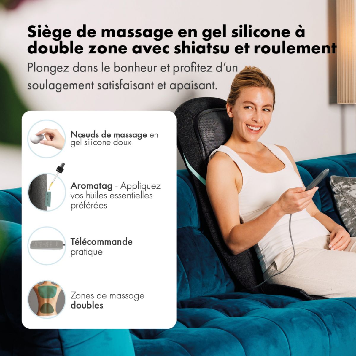 Siège de massage 4 mains couleur unique, ZEN