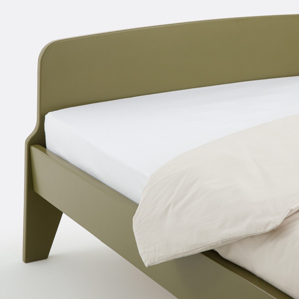 Adil Vintage Retro Style Single Bed with Bed Base khaki green, LA REDOUTE INTERIEURS