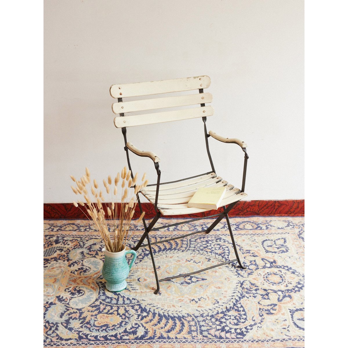 Fauteuil de jardin pliant en bois Ernest N°1625 - Bon état blanc, DEBONGOUT