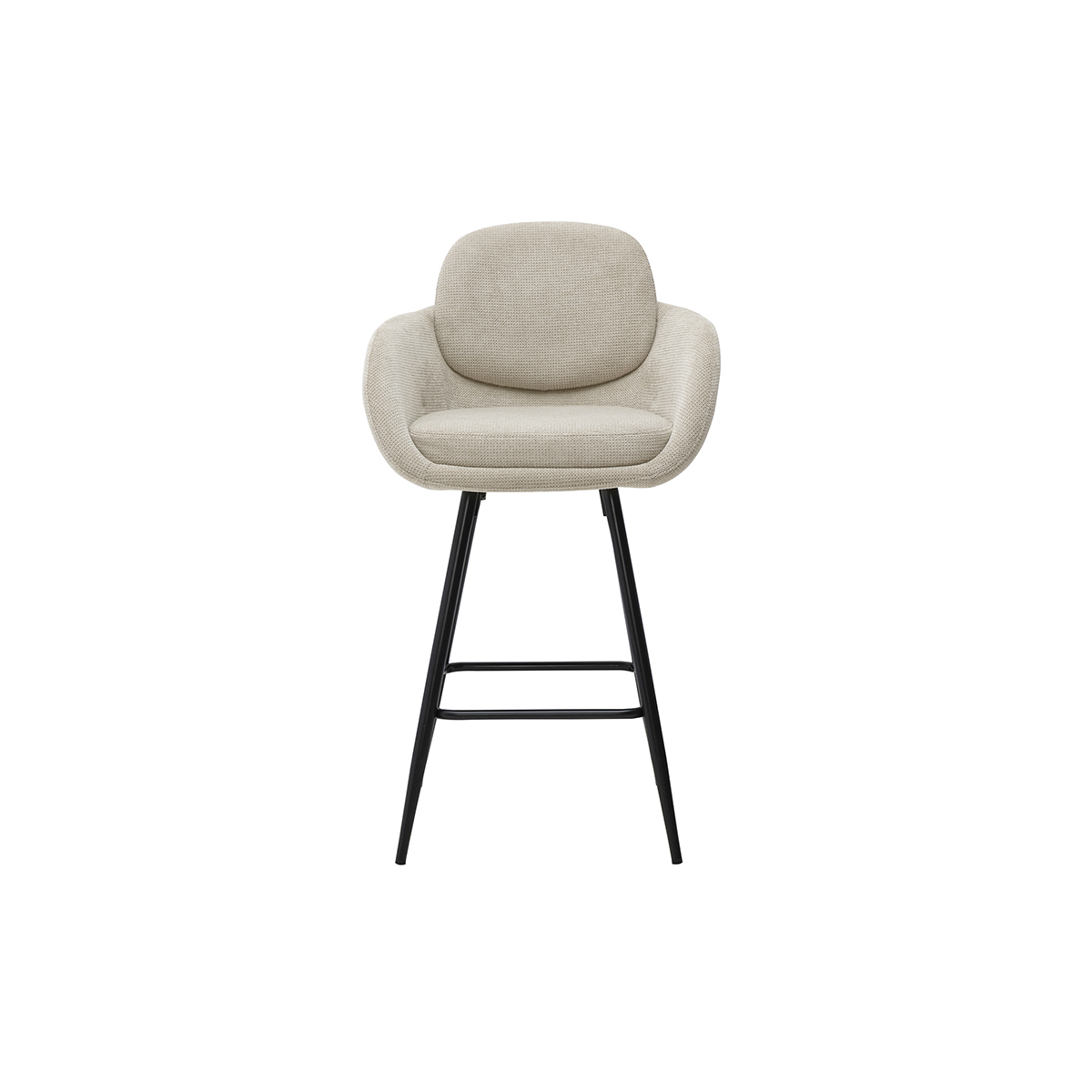 Tabourets de bar en tissu chenille terre brûlée et métal noir H68.5 cm (lot de 2) SLAKE beige, MILIBOO