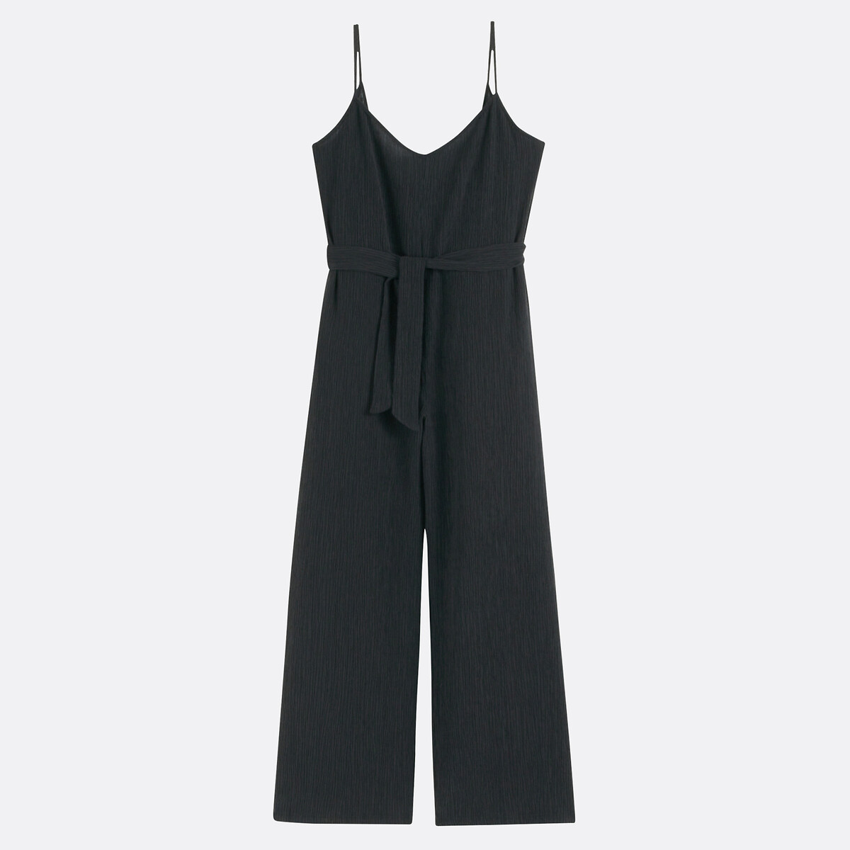 Mono pantalón con escote en pico y tirantes finos negro, LA REDOUTE COLLECTIONS