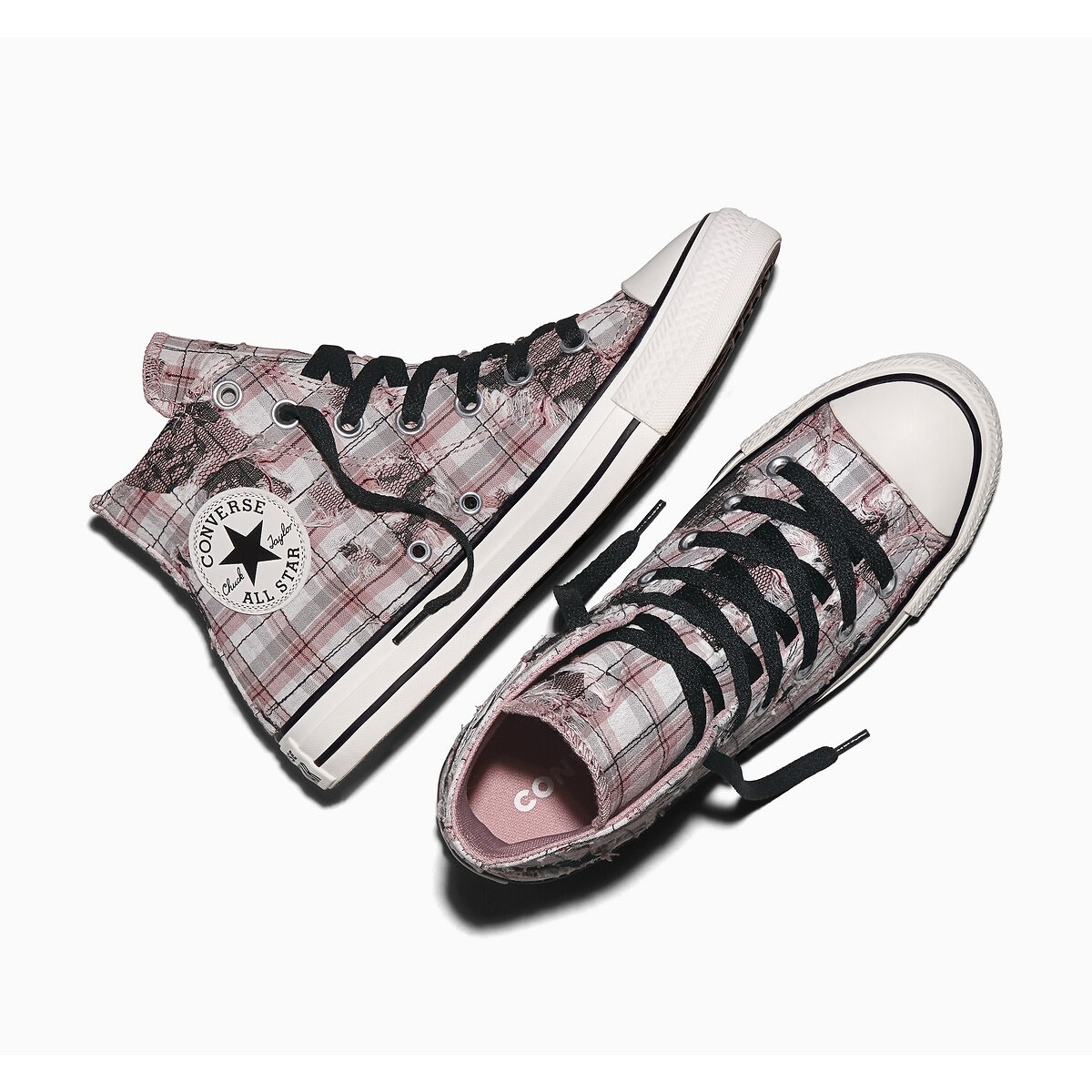Sneaker CHUCK TAYLOR ALL STAR HI PLAID LACE MATERIAL rosa/ecru, CONVERSE