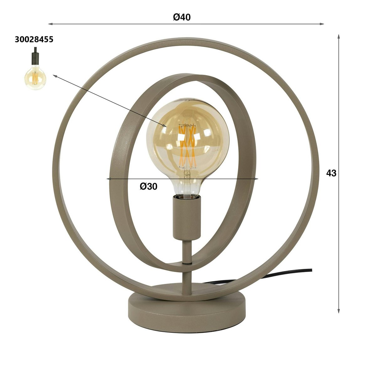 Lampe à poser industrielle anneaux croisés TRIBECA beige, PIER IMPORT