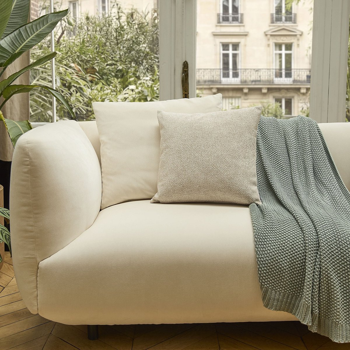 Coussin polyester DANIEL beige, HABITAT