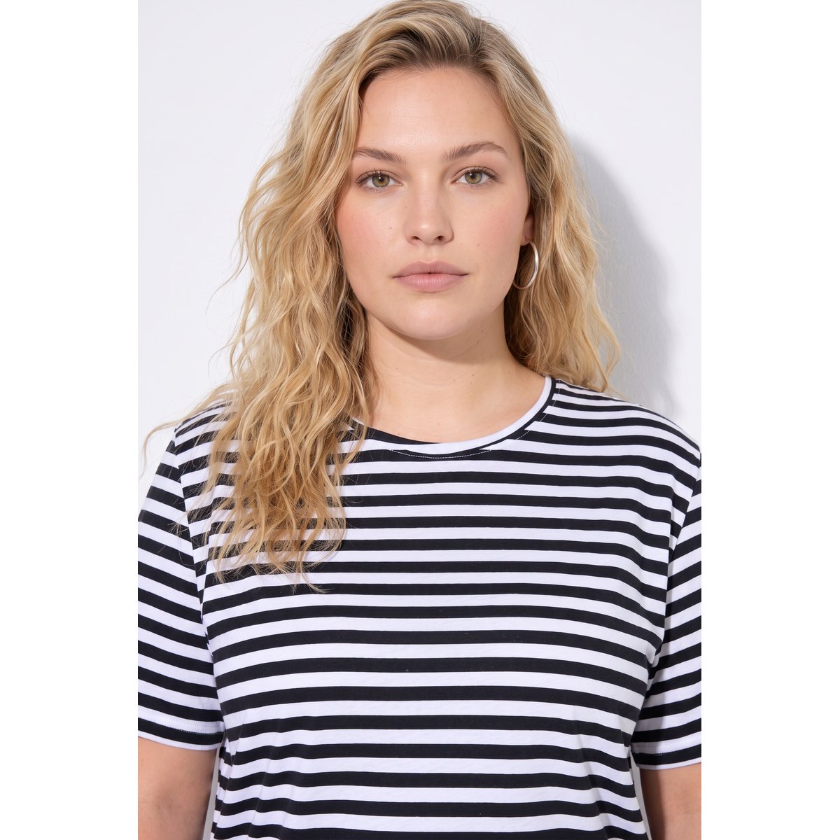 t-shirt à rayures, coupe décontractée noir, ULLA POPKEN
