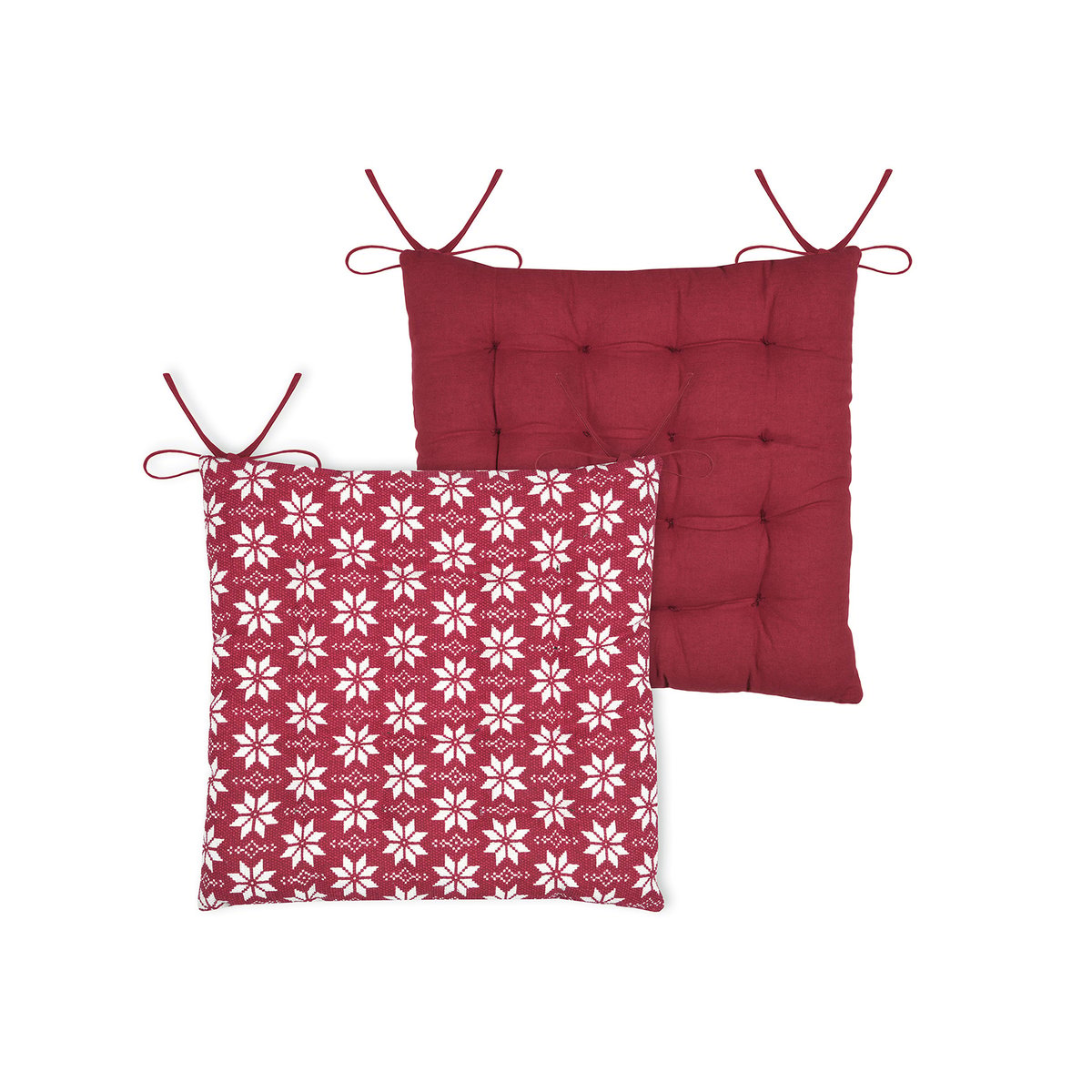 Galette de chaise esprit chalet traditionnel en coton rouge, LOVELY CASA