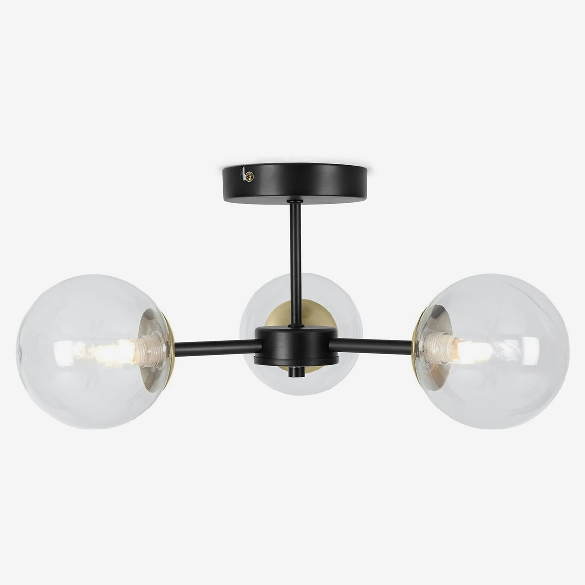 MADE.COM Globe 3-Light Semi-Flush Ceiling Light in Black matt black, MADE