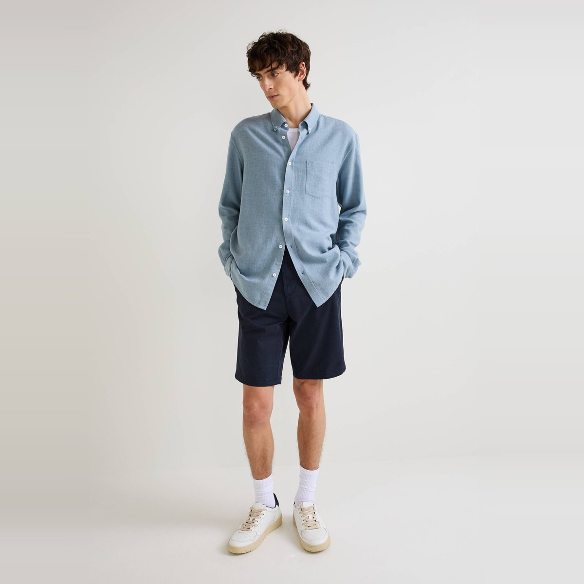 Chemise manches longues en flanelle de coton BIO GOTS. fog, MONOPRIX