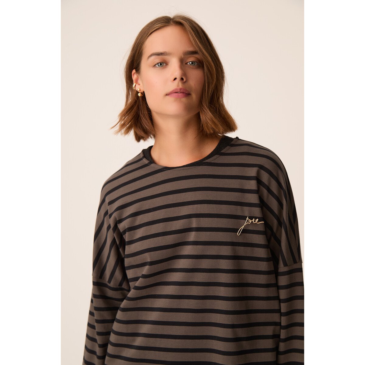 T-shirt à manches longues marinière, FILLY gris/noir, DES PETITS HAUTS