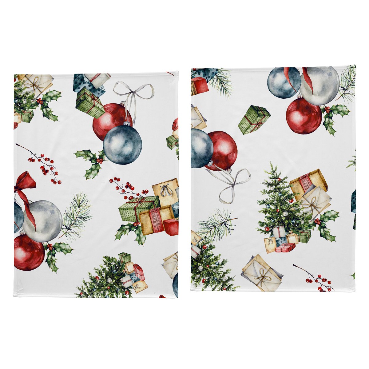 Lot de 2 torchons de NOËL PRESENTS blanc/rouge, NAF NAF HOME