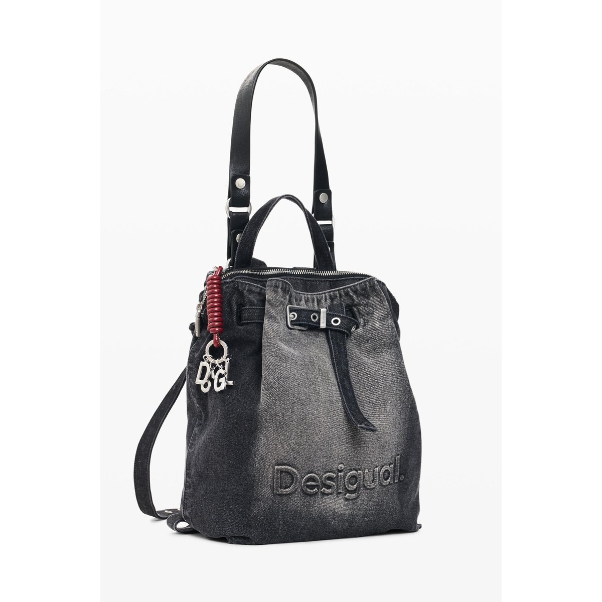 Sac à dos denim moyen noir, DESIGUAL