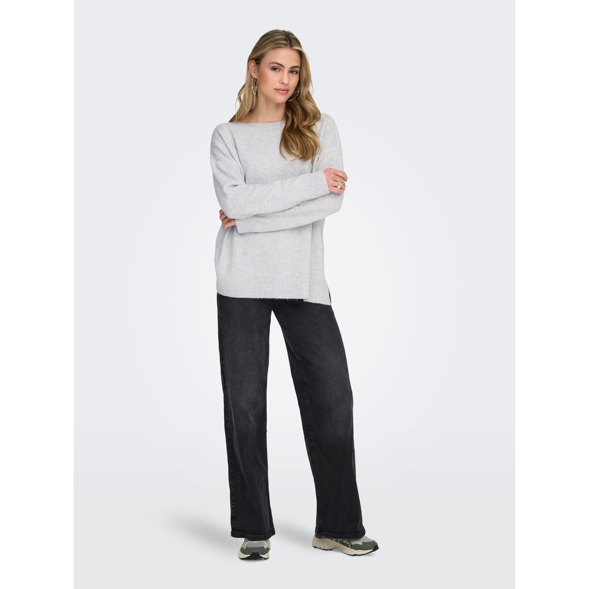 Pull En Maille light grey melange 1, ONLY