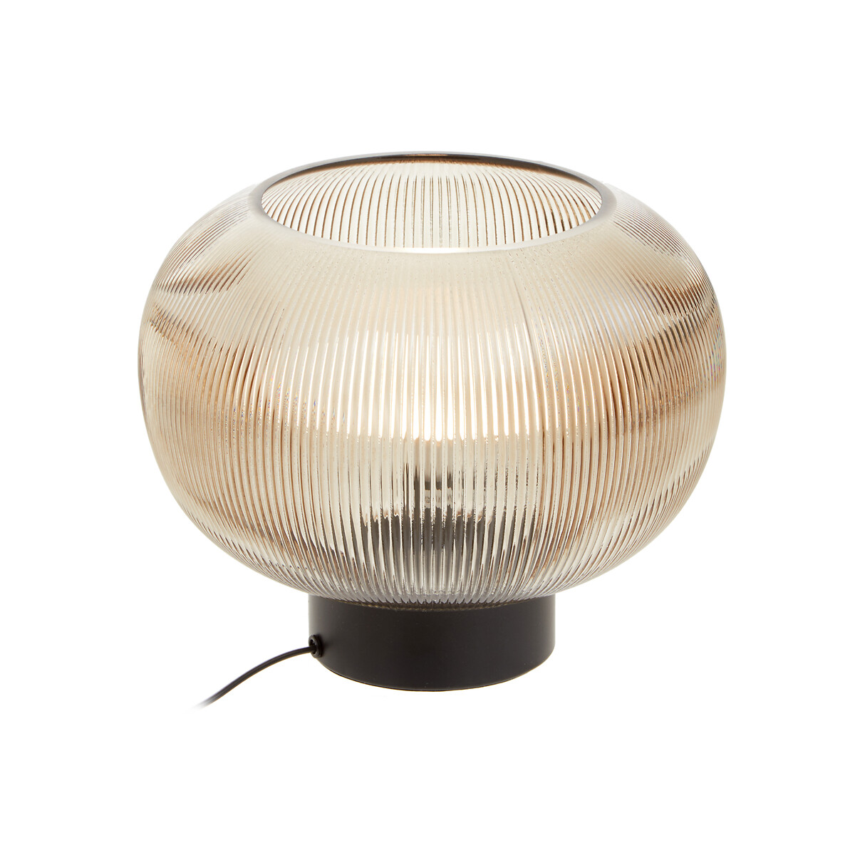 Etta Large Ribbed Glass Table Lamp in Smoke brown , SO'HOME