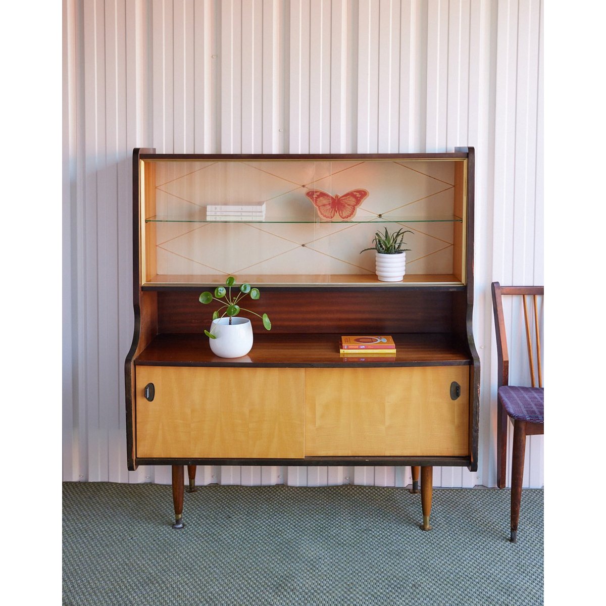 Vitrine style scandinave en bois Victoria N°1351 - Bon état bois clair, DEBONGOUT