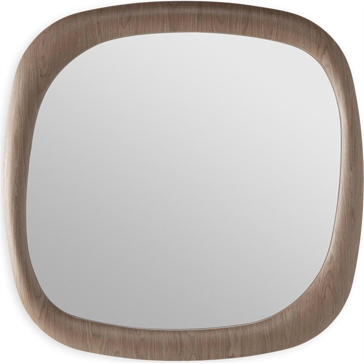 Miroir carré arrondi en bois brun, RECOLLECTION