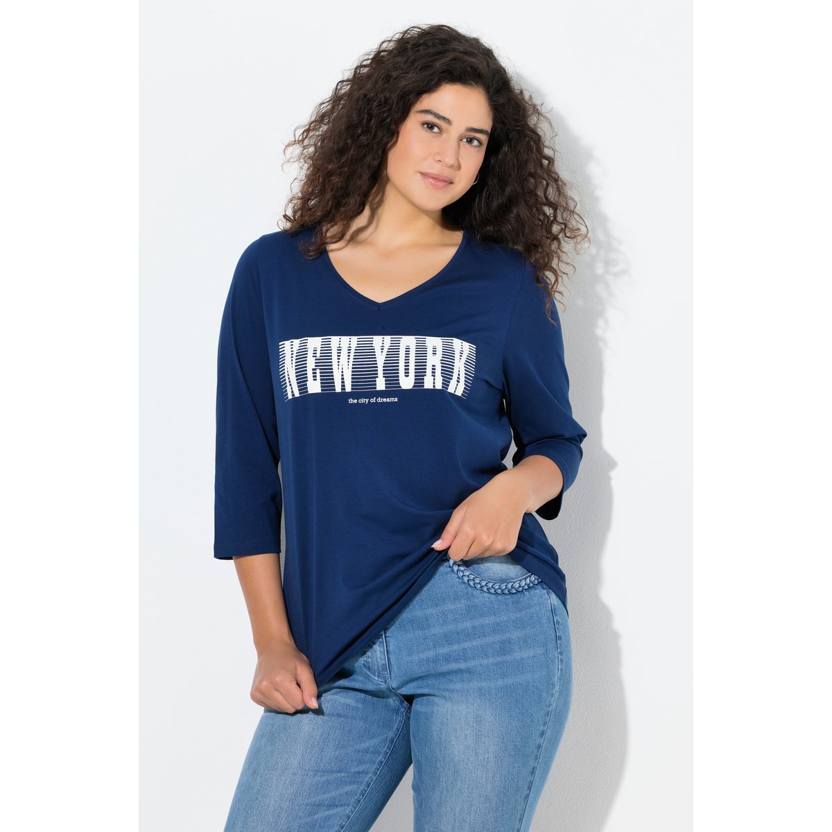 T-shirt avec imprimé New-York bleu foncé, ULLA POPKEN