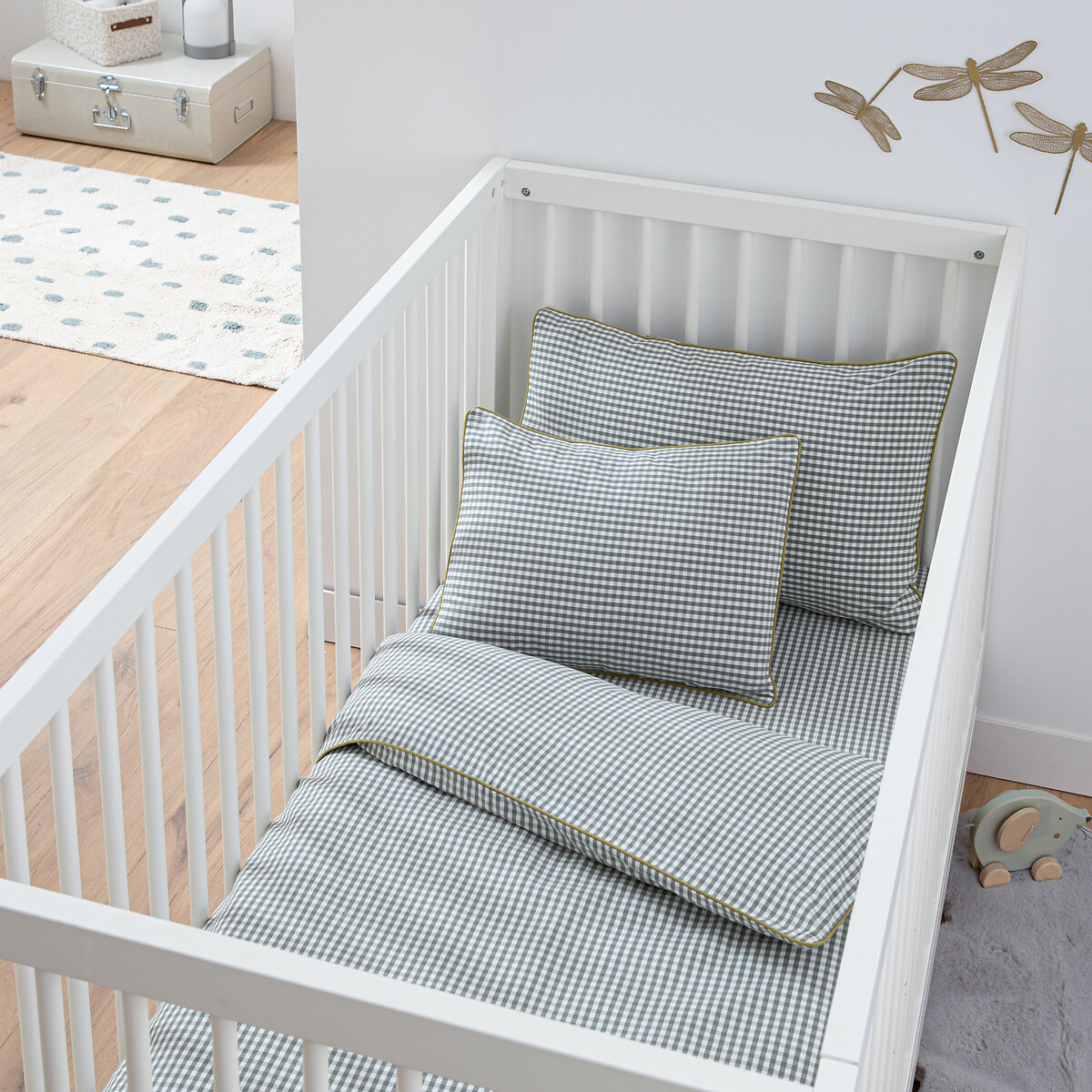 Taie d'oreiller bébé en coton, Tiny Vichy vichy vert, LA REDOUTE INTERIEURS