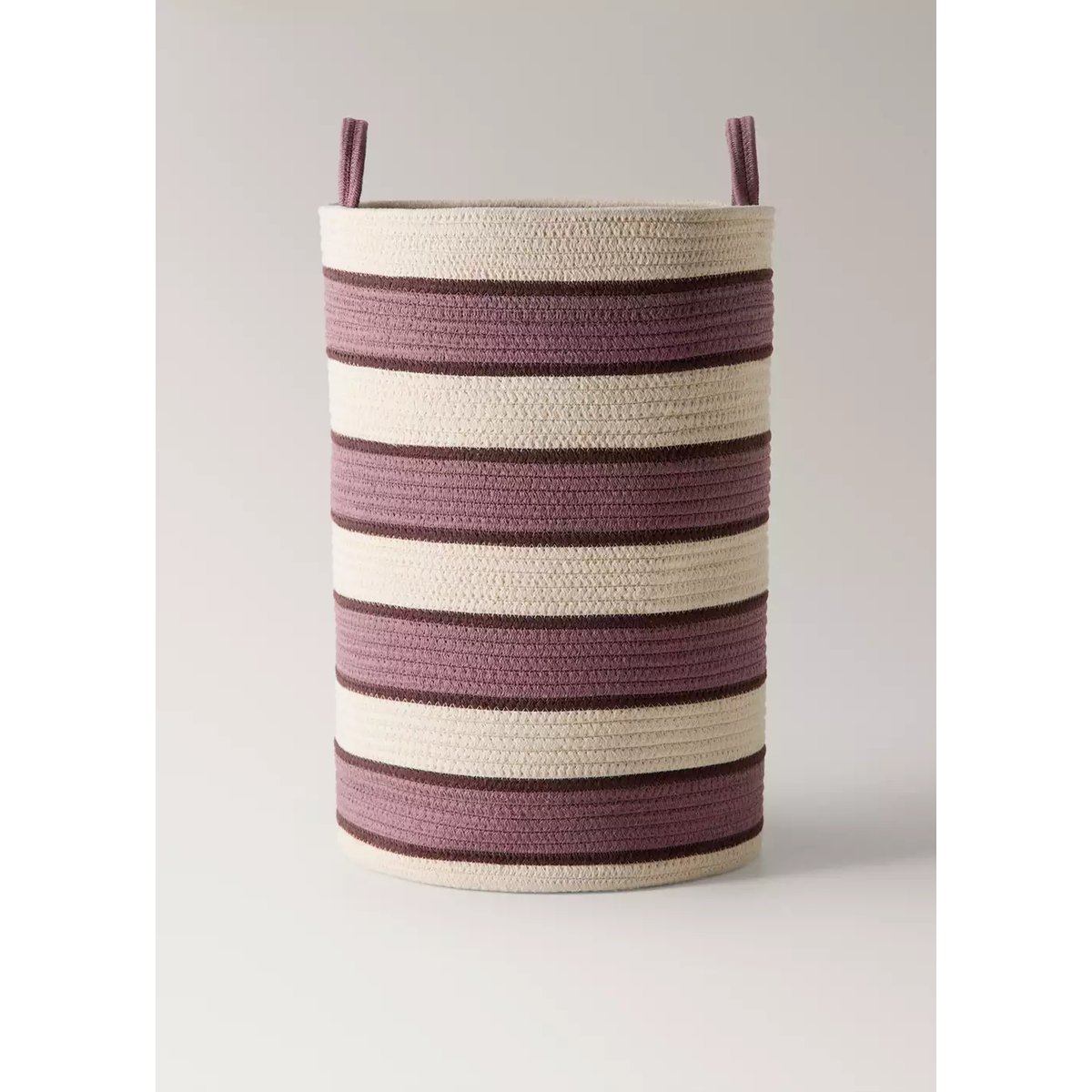 Grand panier en coton rayé rose pastel, MANGO HOME