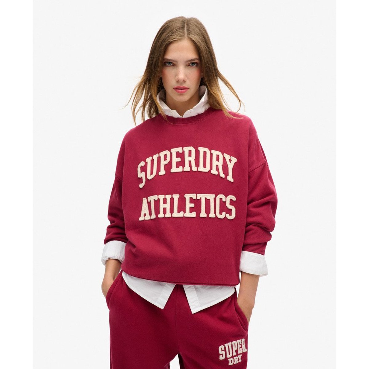 Sweat-shirt oversize à texte appliqué Athletic Essentials rouge bordeaux, SUPERDRY