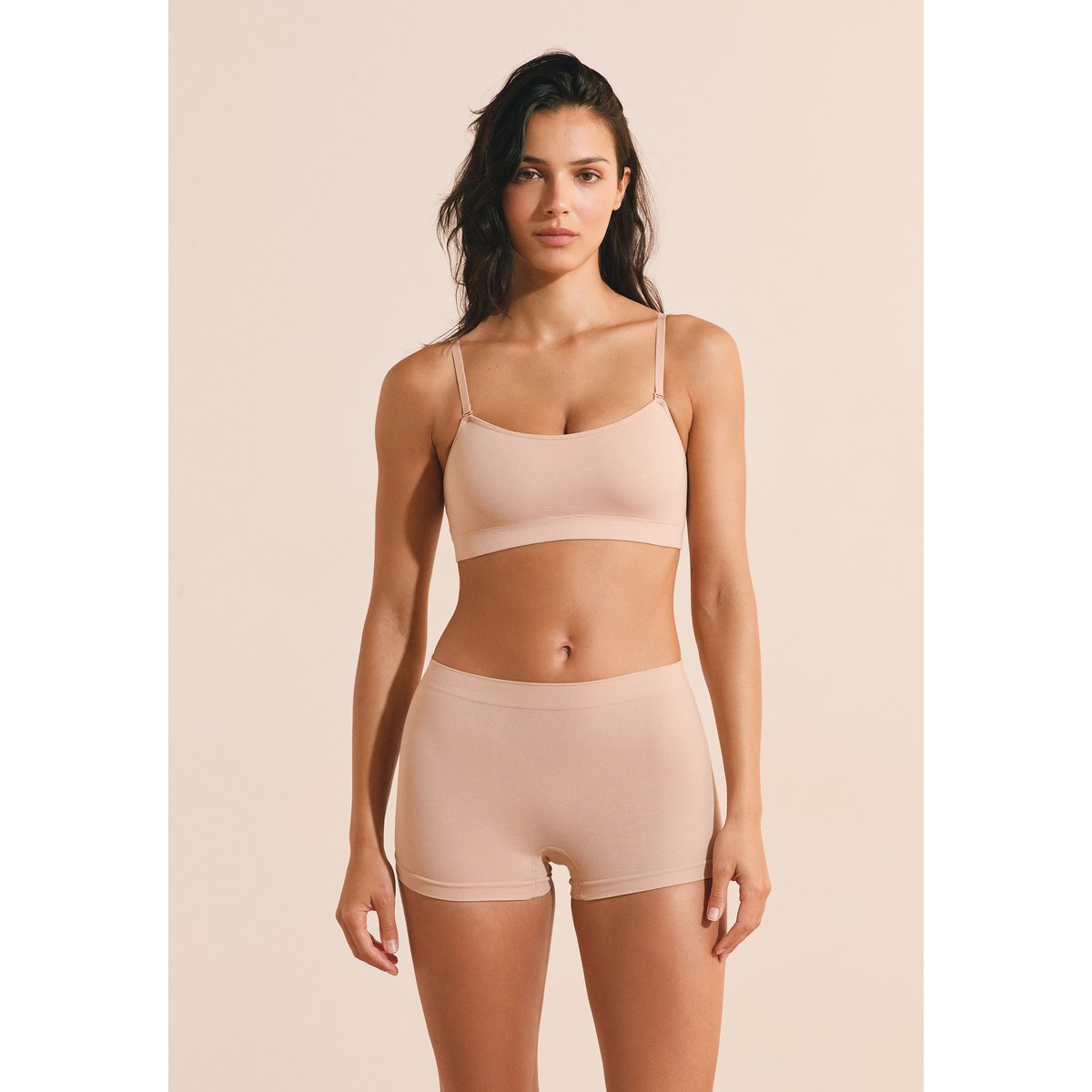 Soutien-gorge bandeau avec bretelles amovibles en coton AMANDE lin, ETAM