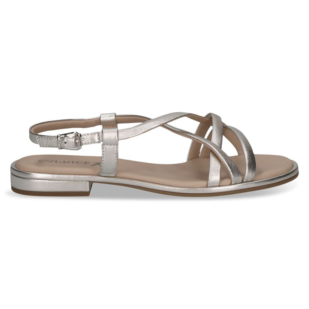 Sandale en cuir argent combiné, CAPRICE