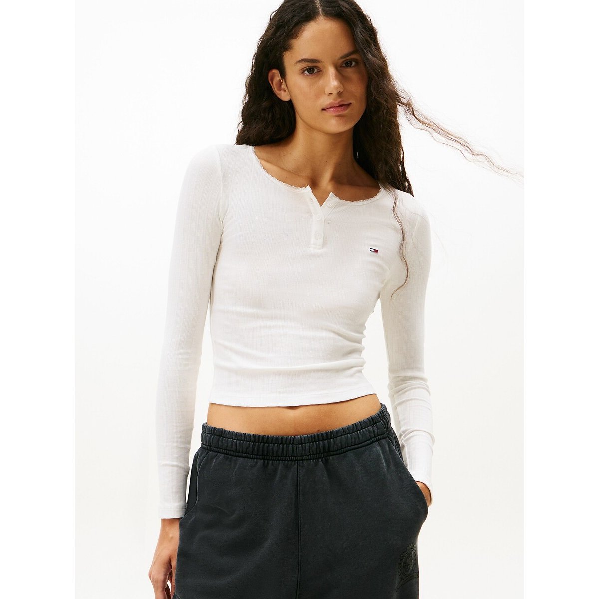 Slim Fit T-Shirt with Crew Neck white, TOMMY JEANS