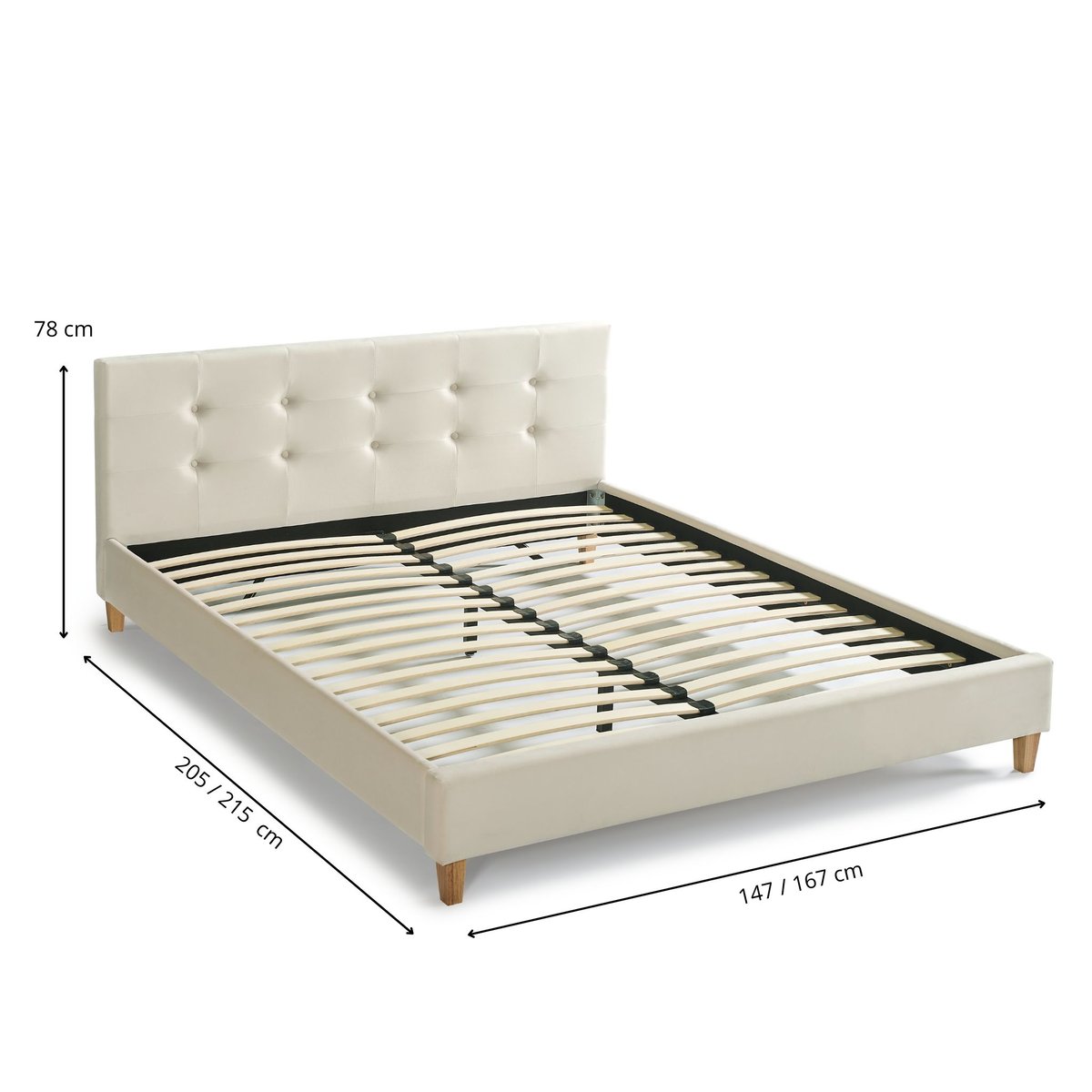 Lit en velours avec pieds en bois vieux rose, TERRE DE NUIT