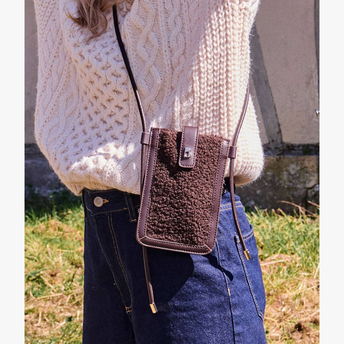 Sac Pochette ALIZEA pochette à bandoulière chocolat, BOCAGE