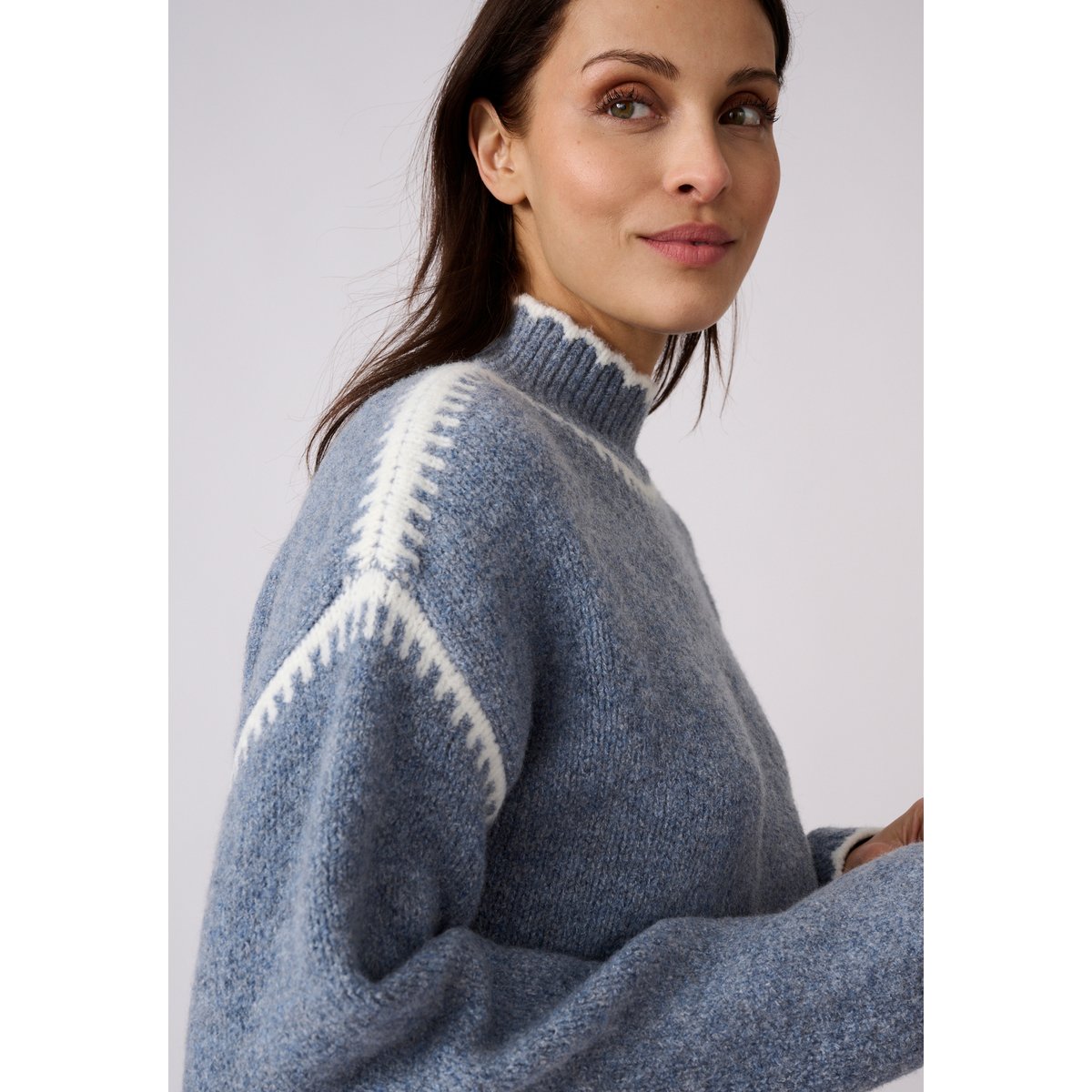 Pull détails contrastants Thermolactyl bleu, DAMART