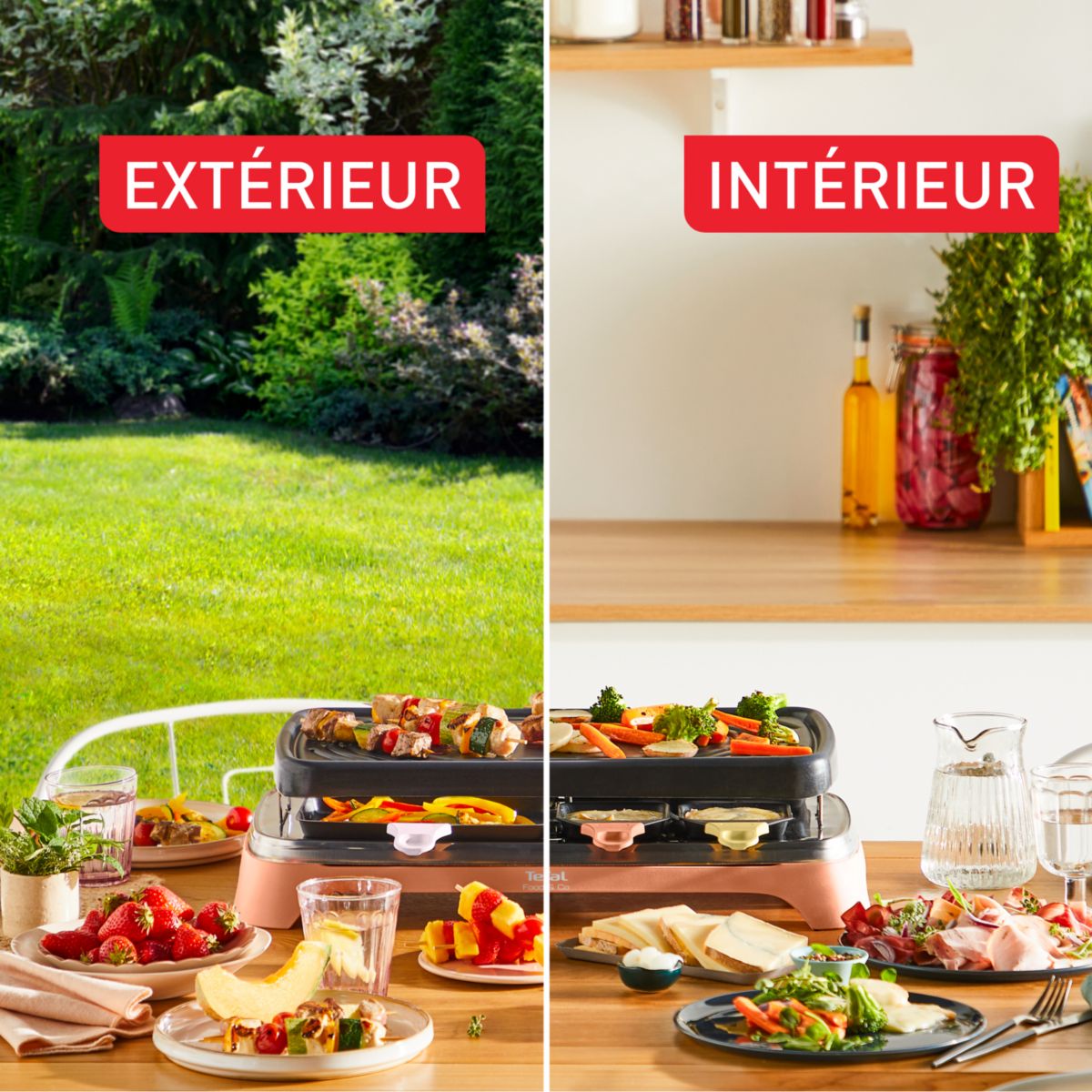 Raclette 2 en 1 plancha Food & Co x8 RE651JF0 orange, TEFAL