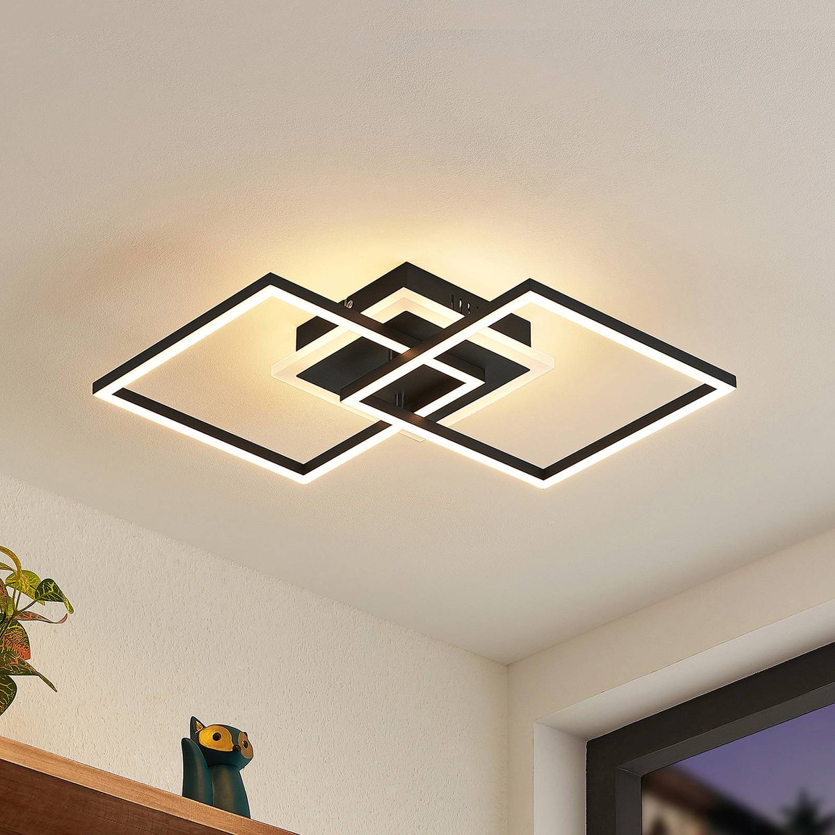 Plafonnier en aluminium moderneLED, Fjardo noir, LINDBY