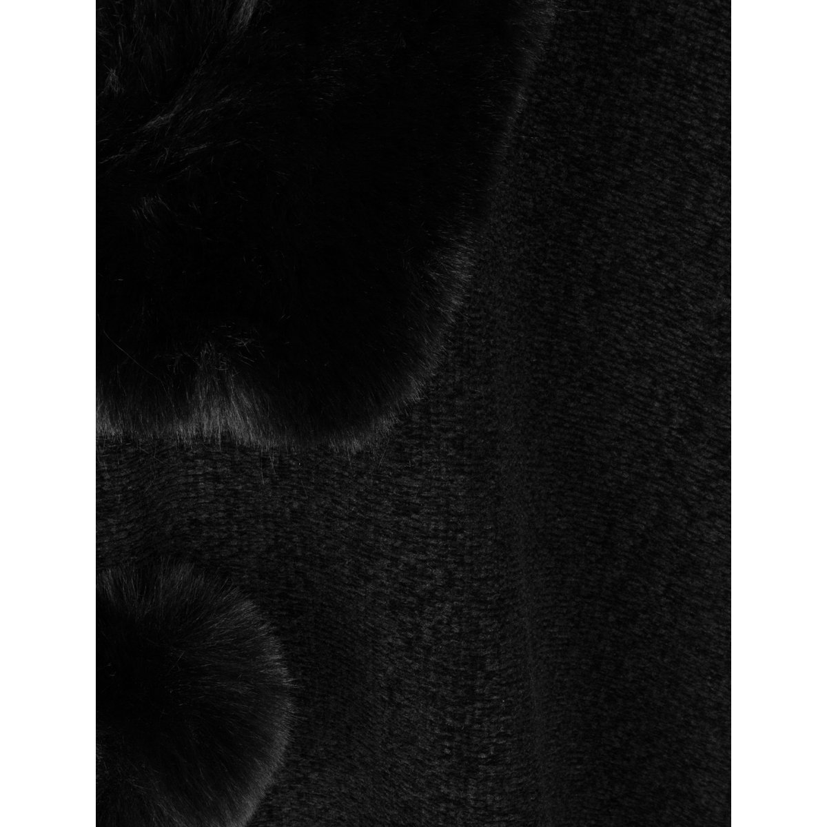 Poncho avec pompons noir, MORGAN